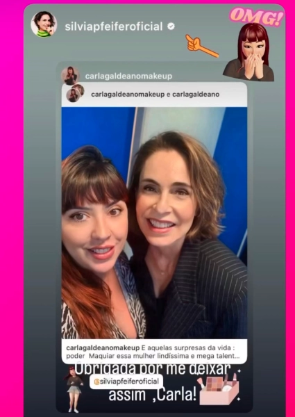 Story de cliente famosa compartilhando o trabalho da Carla
